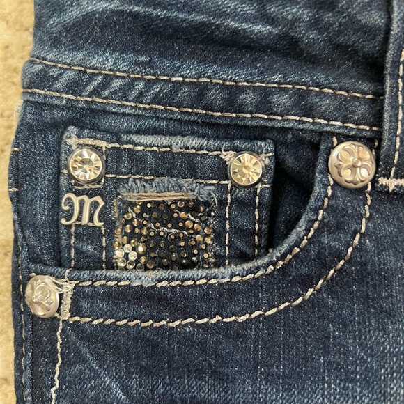 Miss Me Dark Blue Boot Cut Jeans with Silver & Black Accents - Picture 4 of 8